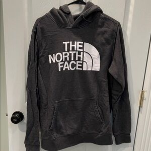 The North Face Charcoal Hoodie with White Logo